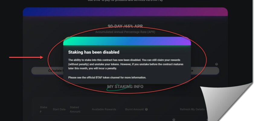 ❗️ Staking in the current 90-day / 65% APR contract has been disabled.