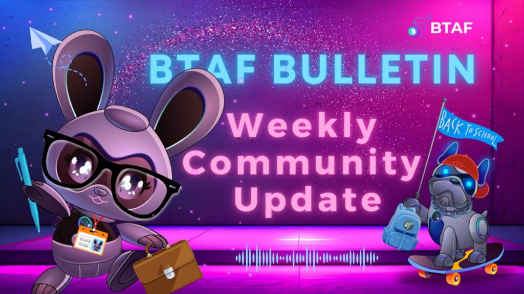 back at work staking BTAF token Bunny Dog Back to school